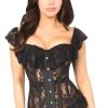 Daisy Corsets Lingerie Black Sheer Lace Steel Boned Corset*
