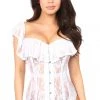 Daisy Corsets Lingerie White Sheer Lace Steel Boned Corset*