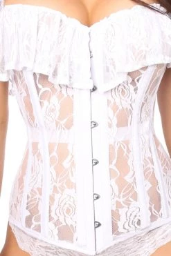 Daisy Corsets Lingerie White Sheer Lace Steel Boned Corset* 9 Daisy Corsets Lingerie White Sheer Lace Steel Boned Corset*
