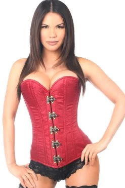 Daisy Corsets Wine Brocade Steel Boned Corset W/Clasp Closure*
