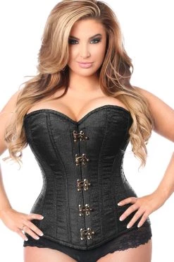 Daisy Corsets Black Brocade Steel Boned Corset W/Clasp Closure*