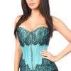 Daisy Corsets Lingerie Teal Brocade Steel Boned Corset W/Black Eyelash Lace* 2 Daisy Corsets Lingerie Teal Brocade Steel Boned Corset W/Black Eyelash Lace*