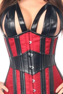 Daisy Corsets Faux Leather & Brocade Steel Boned Underbust Corset*