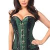 Daisy Corsets Dark Green Brocade & Faux Leather Steel Boned Corset* 2 Daisy Corsets Dark Green Brocade & Faux Leather Steel Boned Corset*