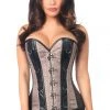Daisy Corsets Gunmetal Brocade & Faux Leather Steel Boned Corset* Corset Lingerie