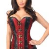 Daisy Corsets BDSM Lingerie Two-Tone Wine Brocade & Faux Leather Steel Boned Corset*