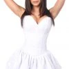 Daisy Corsets White Lace Steel Boned Ruffle Corset Dress*