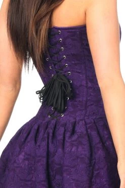 Daisy Corsets Lingerie Dark Purple Lace Steel Boned Ruffle Corset Dress*