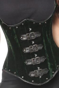 Daisy Corsets Steel Boned Green Velvet Underbust Corset W/Buckling* 9 Daisy Corsets Steel Boned Green Velvet Underbust Corset W/Buckling*
