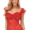 Daisy Corsets Red Sheer Lace Steel Boned Corset* Lingerie