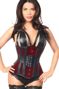 Daisy Corsets Red Velvet Steel Boned Underbust Corset* BDSM Lingerie