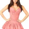 Daisy Corsets Mauve Lace Steel Boned Ruffle Corset Dress*