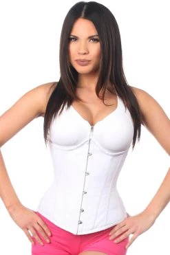 Daisy Corsets Lingerie White Cotton Steel Boned Underbust Corset W/Busk Closure*