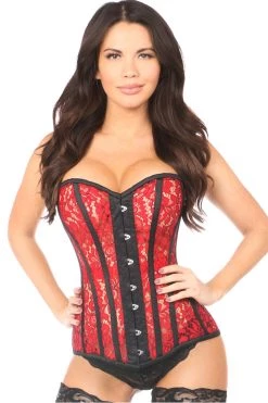 Daisy Corsets Sheer Red Lace Steel Boned Corset* Lingerie