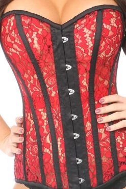 Daisy Corsets Sheer Red Lace Steel Boned Corset* Lingerie 9 Daisy Corsets Sheer Red Lace Steel Boned Corset* Lingerie