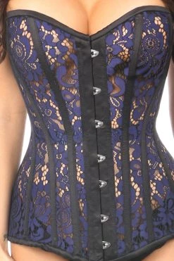 Daisy Corsets Sheer Navy Blue Lace Steel Boned Corset*