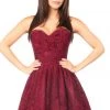 Daisy Corsets Lingerie Steel Boned Wine Lace Empire Waist Corset Dress*