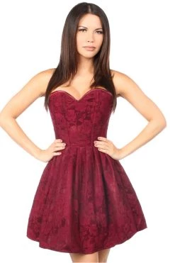 Daisy Corsets Lingerie Steel Boned Wine Lace Empire Waist Corset Dress*