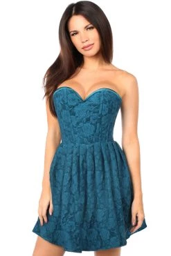 Daisy Corsets Lingerie Steel Boned Dark Teal Lace Empire Waist Corset Dress*
