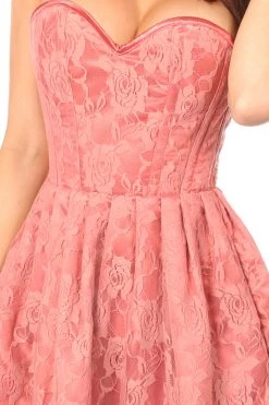 Daisy Corsets Steel Boned Coral Lace Empire Waist Corset Dress* Lingerie