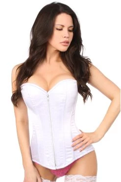 Daisy Corsets White Satin Steel Boned Corset*