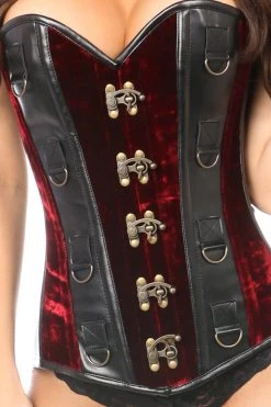 Daisy Corsets Red Velvet & Faux Leather Steel Boned Corset* 9 Daisy Corsets Red Velvet & Faux Leather Steel Boned Corset*