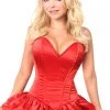 Daisy Corsets Lingerie Red Satin Steel Boned Corset Dress*