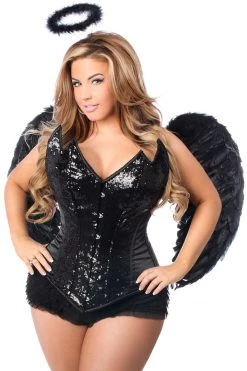 Daisy Corsets Costumes 4 PC Sequin Black Angel Corset Costume* 9 Daisy Corsets Costumes 4 PC Sequin Black Angel Corset Costume*
