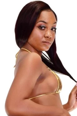 Roma Metallic Gold Micro String Bikini Top Dancewear