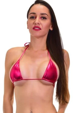 Roma Dancewear Metallic Pink Micro String Bikini Top