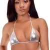 Roma Metallic Silver Micro String Bikini Top Dancewear