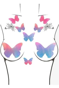NevaNude Dancewear Blue & Pink Iridescent Butterfly Body Stickers