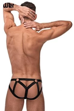 Magic Silk Black Cage Matte Strappy Ring Jock