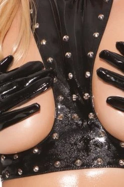 Elegant Moments BDSM Lingerie Vinyl Cupless Top, Waist Cincher, & G String Panty 8 Elegant Moments BDSM Lingerie Vinyl Cupless Top, Waist Cincher, & G String Panty