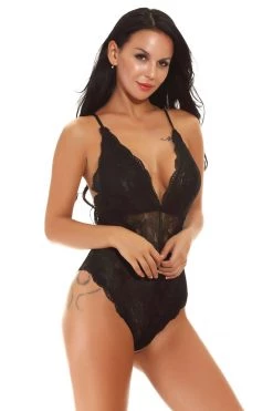 3WISHES Lingerie Lace Low Cut Teddy