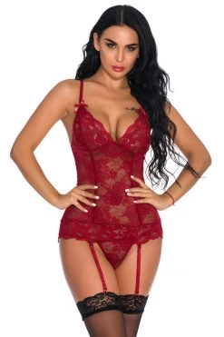 3WISHES Lace Cami With Garters