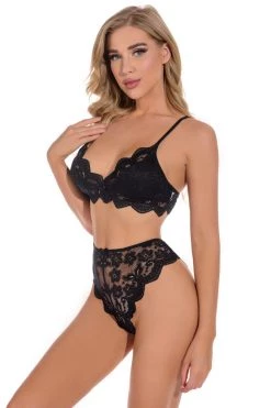 3WISHES Lingerie Lace Bralette And High Waisted Panty
