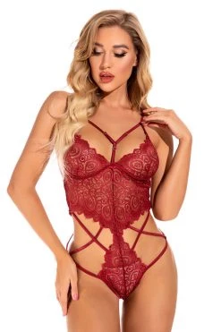 3WISHES Lingerie Multi Strap Lace Teddy 32 3WISHES Lingerie Multi Strap Lace Teddy