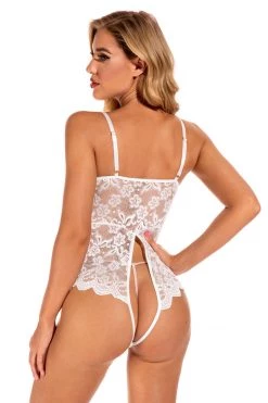 3WISHES Cupless Bow Front Teddy Lingerie