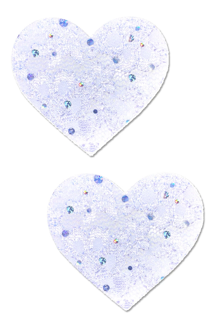 NevaNude White Sparkle Lace Heart Nipple Pasties 4 NevaNude White Sparkle Lace Heart Nipple Pasties