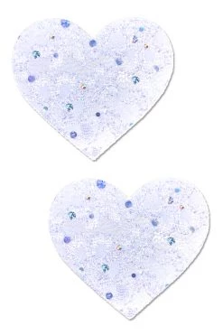 NevaNude White Sparkle Lace Heart Nipple Pasties