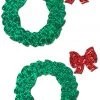 Pastease Peek-a-Boob Wreaths With Red Glitter Bows Nipple Pasties Christmas Lingerie