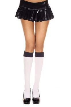 Music Legs She Dreams In Black & White Two-Toned Opaque Knee Hi Stockings