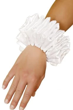 Roma White Ruffled Wrist Cuffs