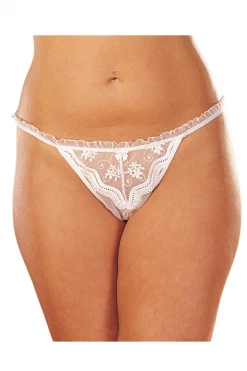 Shirley Of Hollywood Lingerie White Scalloped Embroidery Open Front Thong 8 Shirley Of Hollywood Lingerie White Scalloped Embroidery Open Front Thong