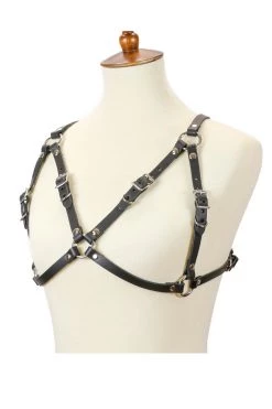 Funk Plus Leather Bra Harness & Metal O Rings BDSM Lingerie