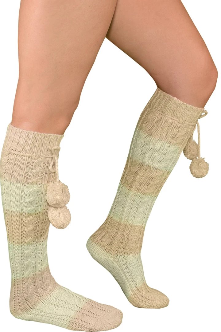 LO Brands Pink/Ivory Knit Pom Pom Knee High Socks Hosiery 5 LO Brands Pink/Ivory Knit Pom Pom Knee High Socks Hosiery