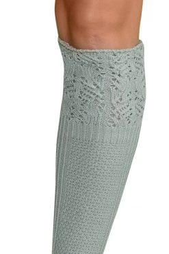 LO Brands Hosiery Light Grey Knit Knee High Socks