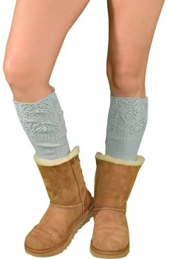 LO Brands Hosiery Light Grey Knit Knee High Socks
