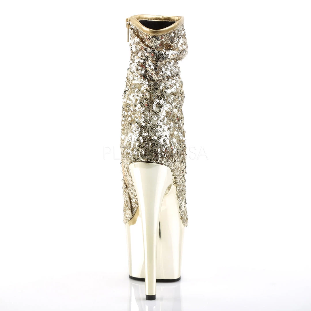Pleaser 7" Heel Gold Sequin Peep Toe Ankle Boot* Shoes 4 Pleaser 7" Heel Gold Sequin Peep Toe Ankle Boot* Shoes